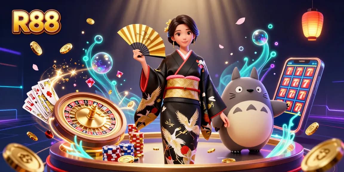 Experience thrilling gaming at R88 with elegant designs and vibrant slot elements.
