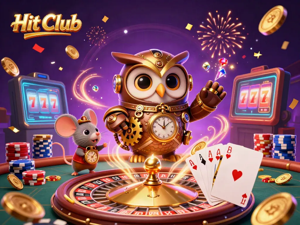 Engage in thrilling moments at Hit Club with enchanting characters, dazzling casino elements, and vibrant gems.