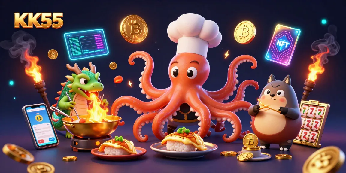 Experience the thrill at KK55 with a vibrant digital casino scene showcasing unique characters and immersive gaming elements.