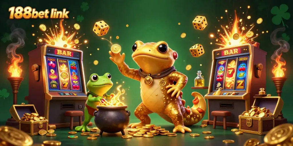 Engage with the exciting world of online gambling through the vibrant 188bet link illustration featuring casino elements.