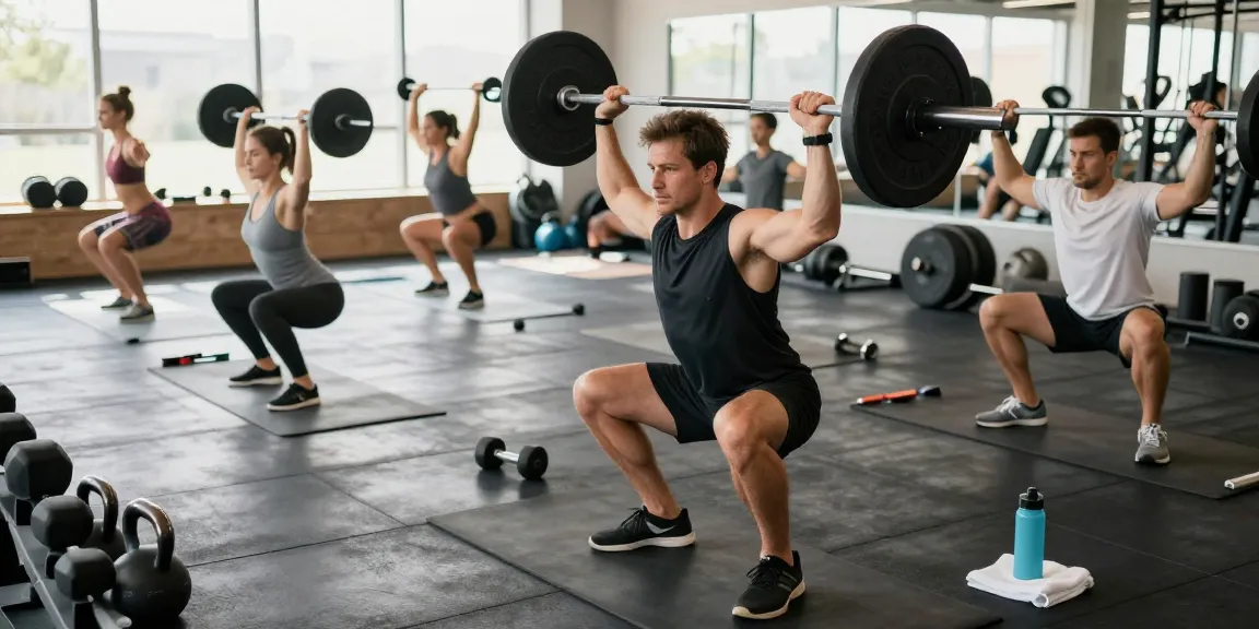 Esteroidesshop: Un hombre levantando pesas en un gimnasio moderno, rodeado de equipos de entrenamiento.