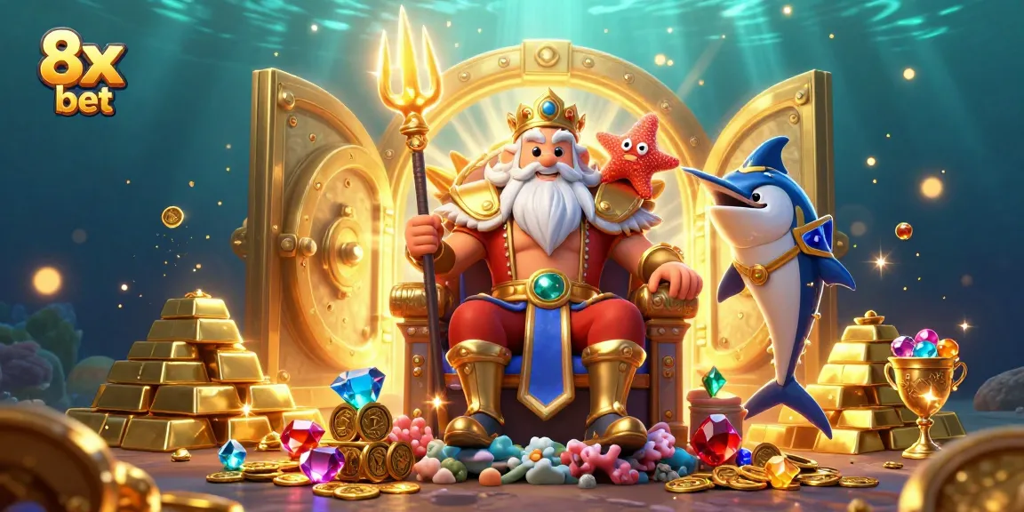 Experience the thrill of 8x bet strategies with Neptune and treasures bursting from a vault.