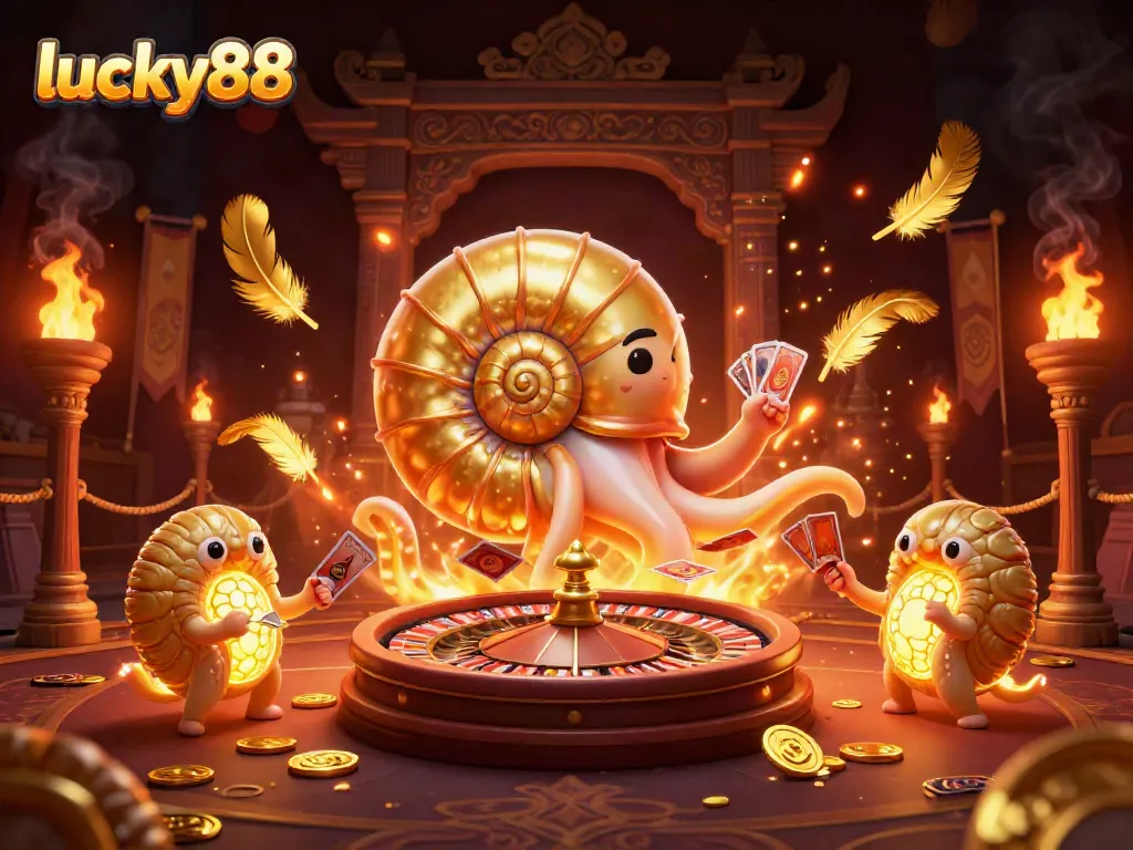Engage with lucky88 as a giant nautilus delivers thrilling casino action with cards and gold!